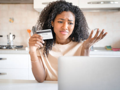 One shocked black woman worried about credit card debt